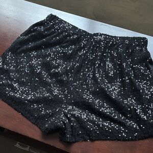 Black Sequin Women's Shorts